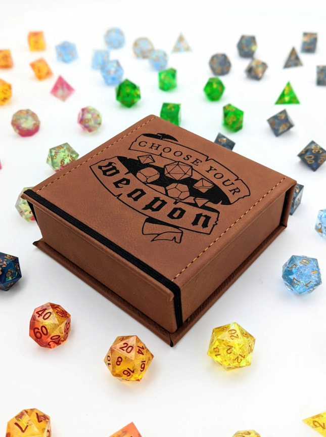 "Choose Your Weapon" Vegan Leather Dice Box