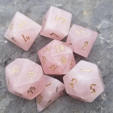 Rose Quartz Stone Dice Set