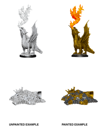 D&D Miniatures: Nolzur's Marvelous Miniatures: Gold Dragon Wyrmling & Small Treasure Pile