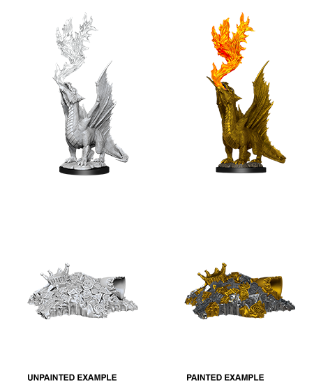 D&D Miniatures: Nolzur's Marvelous Miniatures: Gold Dragon Wyrmling & Small Treasure Pile