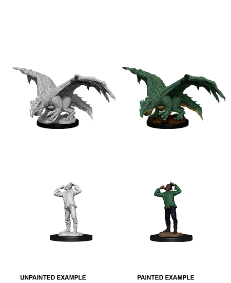 D&D Miniatures: Nolzur's Marvelous Miniatures: Green Dragon Wyrmling & Afflicted Elf