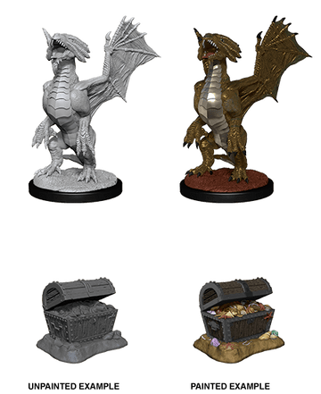 D&D Miniatures: Nolzur's Marvelous Miniatures: Bronze Dragon Wyrmling & Pile of Sea Found Treasure