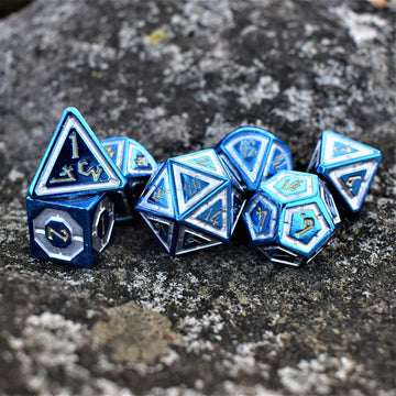 Cleric's Domain Blue & White Metal Dice