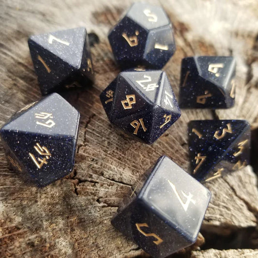 Blue Sandstone Stone Dice Set