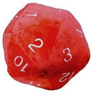 Jumbo Red and White D20 Novelty Dice Plush for Dungeons & Dragons